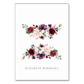 Romantisch rood, paars, blozend waterverf bloemmot kaart (Voorkant)