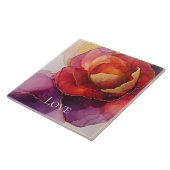 Romantisch rood paars goud bloemig liefde tegeltje (Zijkant)