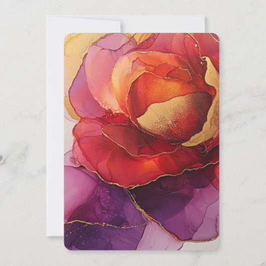 Romantisch Rood Paarse Goud Roos Bloemen Vrijgezel Kaart (Achterkant)