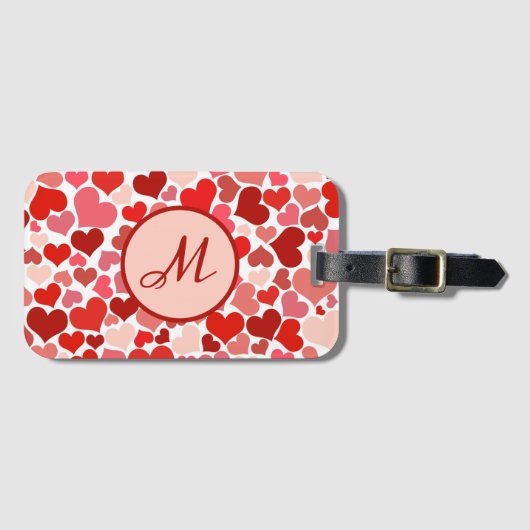 Romantisch rood roze hart liefde Valentijn reizen Bagagelabel (Voorkant (horizontaal))