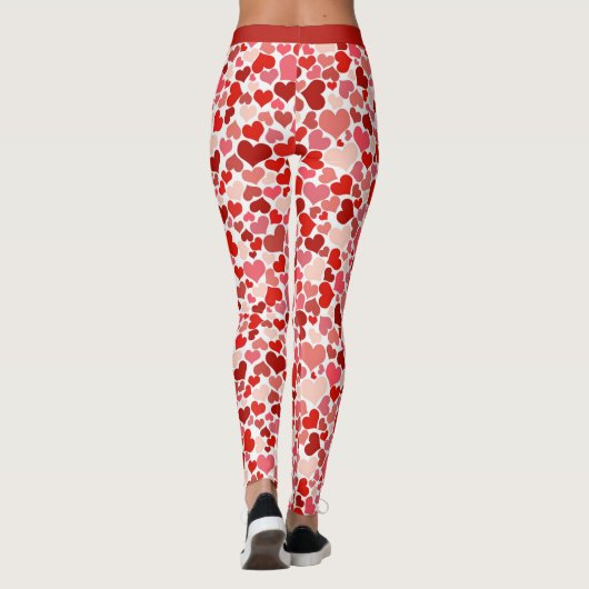 Romantisch Rood Roze Hart Patroon Design Yoga Leggings (Achterkant)