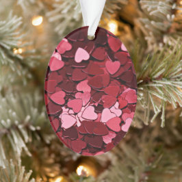 Romantisch rood & roze hartconfetti Valentijnsdag Ornament