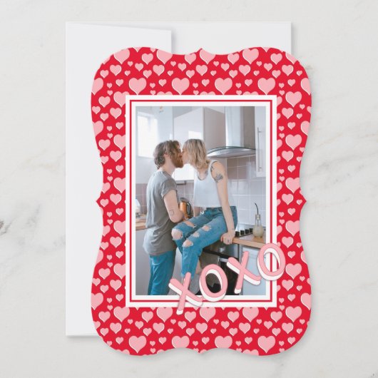 Romantisch Rood Roze Harten XOXO Foto Valentijn Ka Kaart (Voorkant)