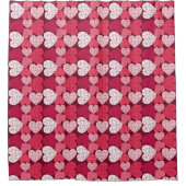 Romantisch Rood & Roze Jigsaw Puzzel Hartpatroon Douchegordijn (Voorkant)