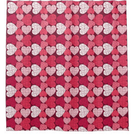 Romantisch Rood & Roze Jigsaw Puzzel Hartpatroon Douchegordijn