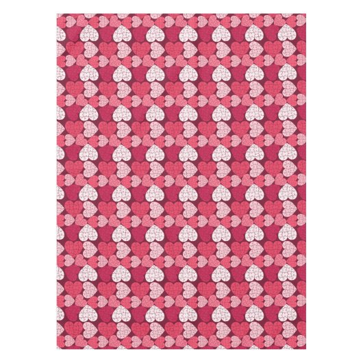 Romantisch Rood & Roze Jigsaw Puzzel Hartpatroon Tafelkleed (Voorkant)
