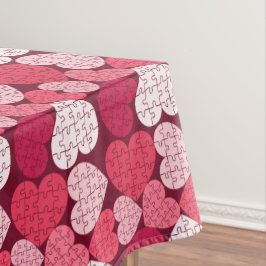 Romantisch Rood & Roze Jigsaw Puzzel Hartpatroon Tafelkleed