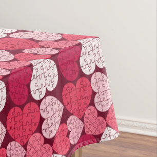 Romantisch Rood & Roze Jigsaw Puzzel Hartpatroon Tafelkleed