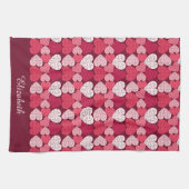 Romantisch Rood & Roze Jigsaw Puzzel Hartpatroon Theedoek (Horizontaal)