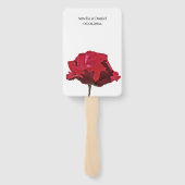 Romantisch rood rozen huwelijksceremonieprogramma handwaaier (Achterkant)