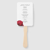 Romantisch rood rozen huwelijksceremonieprogramma handwaaier (Voorkant)