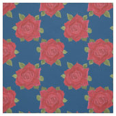 Romantisch rood rozen patroon op blauwe aangepaste stof (Swatch)