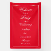 Romantisch rood script bruiloft welkom foto achter spandoek (Verticaal)