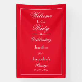 Romantisch rood script bruiloft welkom foto achter spandoek