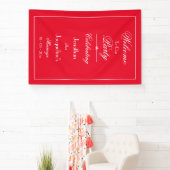 Romantisch rood script bruiloft welkom foto achter spandoek (Insitu)