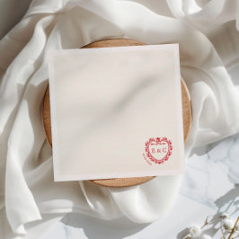 Romantisch rood vintage monogram wapen Huwelijk Servet