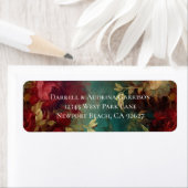 Romantisch Rood Wit Bloemen Bruiloft Etiket (Insitu)