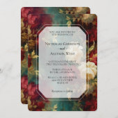 Romantisch Rood Wit Bloemen Bruiloft Kaart (Voorkant / Achterkant)