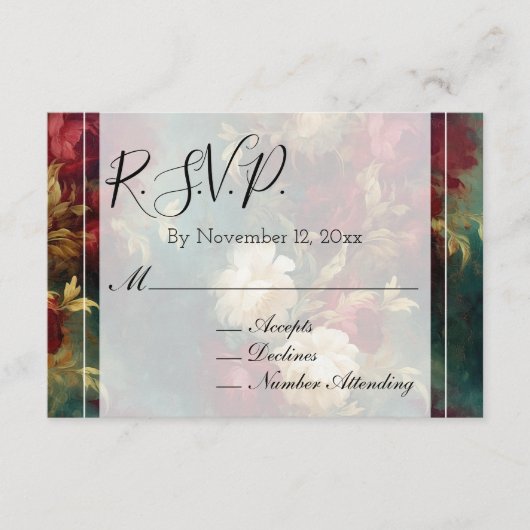 Romantisch Rood Wit Bloemen Bruiloft RSVP Informatiekaartje (Voorkant)