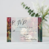 Romantisch Rood Wit Bloemen Bruiloft RSVP Informatiekaartje (Staand voorkant)