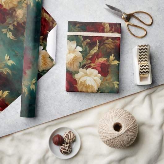 Romantisch Rood Wit Bloemen Vrijgezellenfeest Brui Cadeaupapier (Crafts)