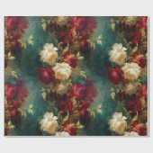 Romantisch Rood Wit Bloemen Vrijgezellenfeest Brui Cadeaupapier (Vlak)