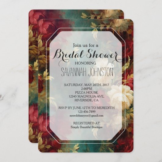 Romantisch Rood Wit Bloemen Vrijgezellenfeest Kaart (Voorkant / Achterkant)