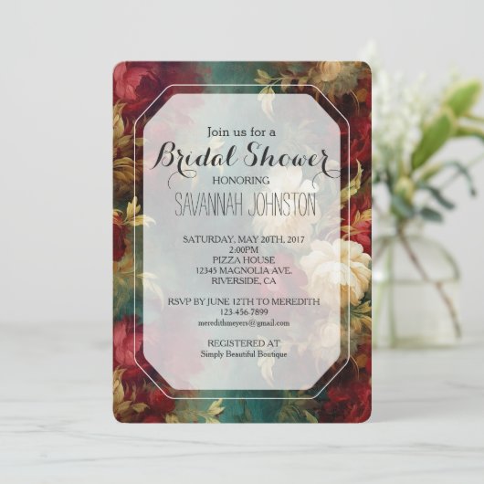 Romantisch Rood Wit Bloemen Vrijgezellenfeest Kaart (Staand voorkant)