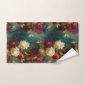 Romantisch Rood Wit Groen Bloemen Bad Handdoek (Handdoek)