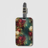 Romantisch Rood Wit Groen Bloemen Bagagelabel (Voorkant (verticaal))