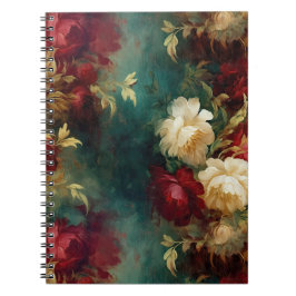 Romantisch Rood Wit Groen Bloemen Notitieboek