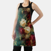 Romantisch Rood Wit Groen Bloemen Schort (Insitu)