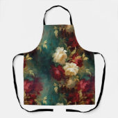 Romantisch Rood Wit Groen Bloemen Schort (Voorkant)