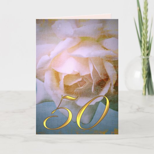 Romantisch Roos 50 tekst trouwjubileum kaart (Voorkant)