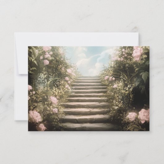 Romantisch roos archway verhalenboek bruiloft RSVP Kaart (Achterkant)