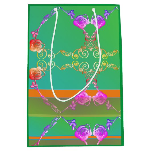 Romantisch Roos Birthday Gift Bag Medium Cadeauzakje (Voorkant)