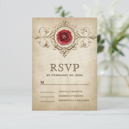  romantisch Roos bloeien bruiloft RSVP Kaartje (Staand voorkant)