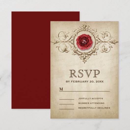  romantisch Roos bloeien bruiloft RSVP Kaartje (Voorkant / Achterkant)