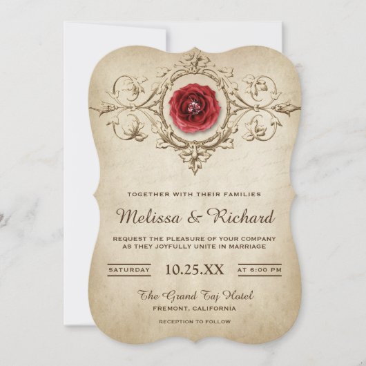 romantisch Roos bloeien bruiloft uitnodiging (Voorkant)
