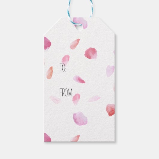 Romantisch Roos bloemblaadjes Cadeaulabel (Voorkant)