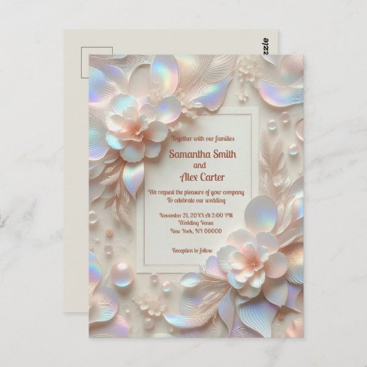 Romantisch Roos Bloemen bruiloft Briefkaart (Voorkant / Achterkant)