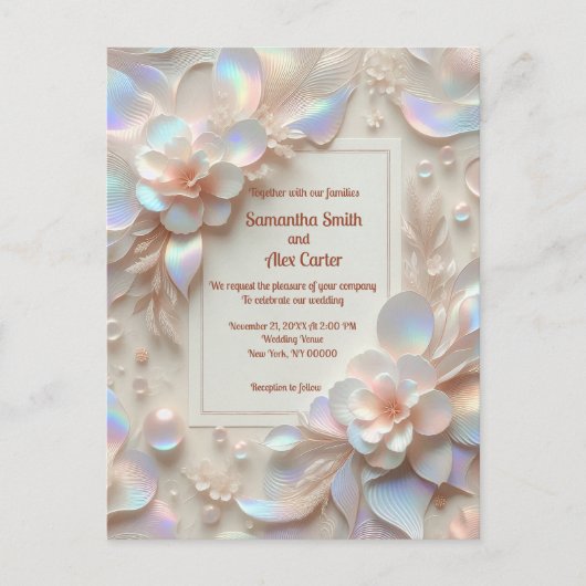 Romantisch Roos Bloemen bruiloft Briefkaart (Voorkant)