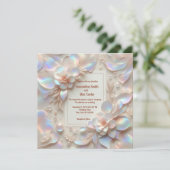 Romantisch Roos Bloemen bruiloft Uitnodiging Flat (Staand voorkant)