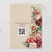 Romantisch Roos Bloemen Eucalyptus QR Code Huwelij Informatiekaartje (Achterkant)