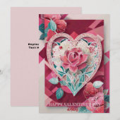 Romantisch Roos Bloemen Hart Valentijnsdag Kaart (Voorkant / Achterkant)