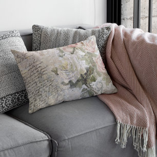 Romantisch Roos Bloemen Oude Handgeschreven Home D Kussen