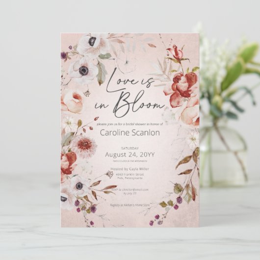 Romantisch Roos Bloemenliefde in bloei Vrijgezelle Kaart (Staand voorkant)