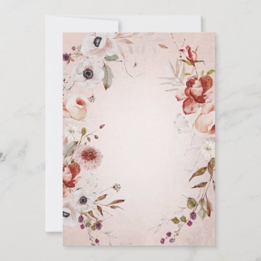 Romantisch Roos Bloemenliefde in bloei Vrijgezelle Kaart (Achterkant)