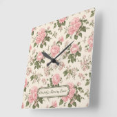 Romantisch Roos bloesems bloemenpatroon Vierkante Klok (Hoek)