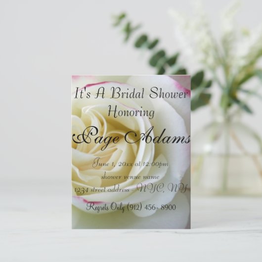 Romantisch Roos Blossom Bridal Shower Uitnodiging (Staand voorkant)